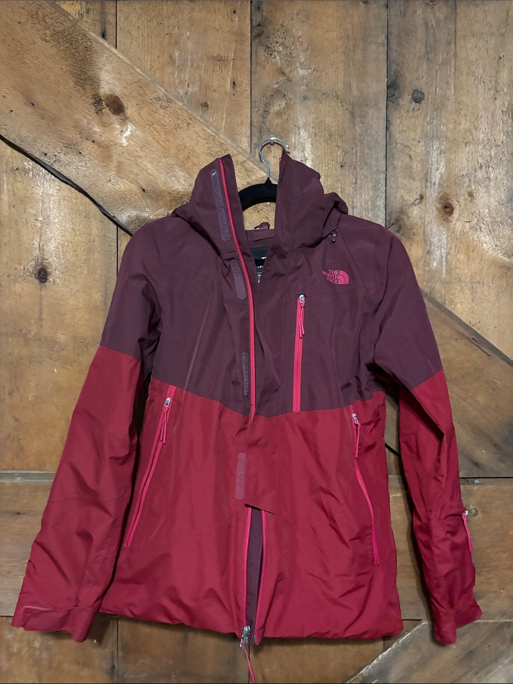 The North Face Women's Two-Tone Burgundy and Red Ski Jacket